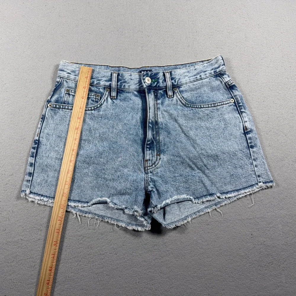 Vintage Tommy Jeans Denim Shorts Women 30 High Rise Raw Hem Acid Wash Light Blue - Picture 2 of 11